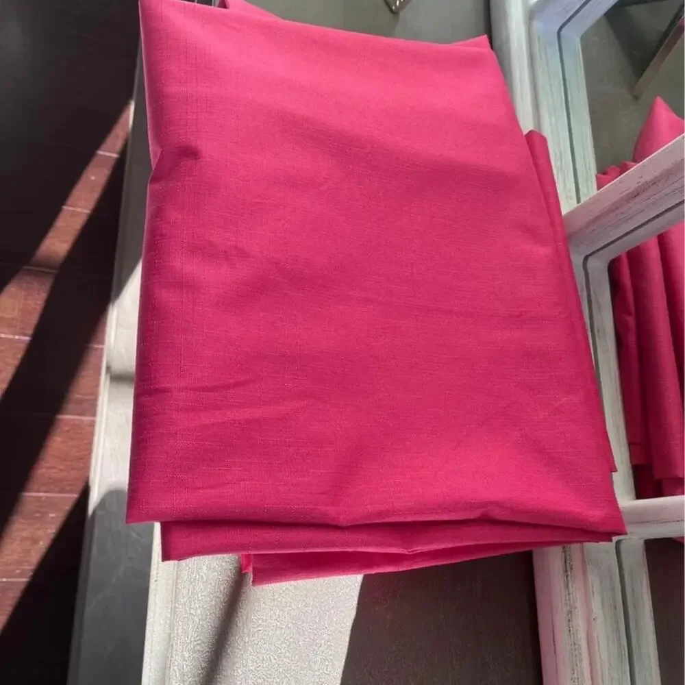 Pink curtain panels